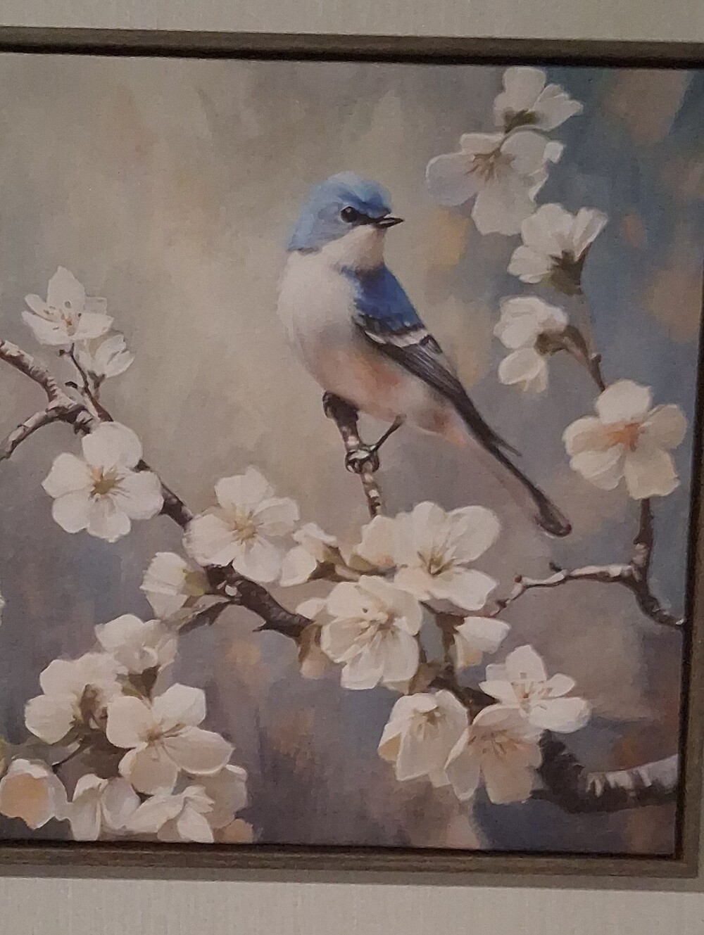 2 Blue and White Bird Floral Wall Art